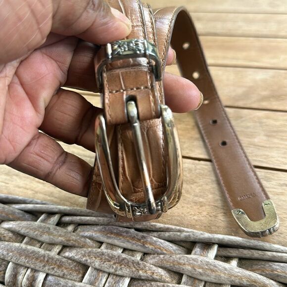 Crocodile Embossed Full Grain Leather Belt XL - Picture 2 of 5